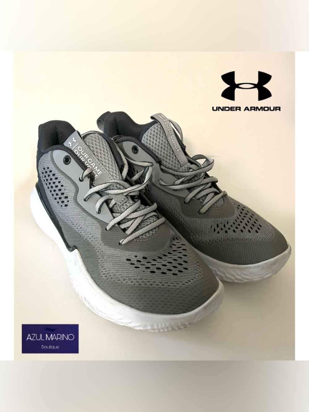 Under Armour Gray and White Athletic Sneakers - Women/Unisex